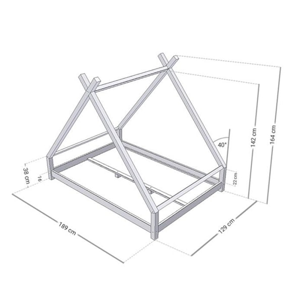 TAHUKA barnsäng tipi - massivt trä - vit - 120 x 180 cm Vit