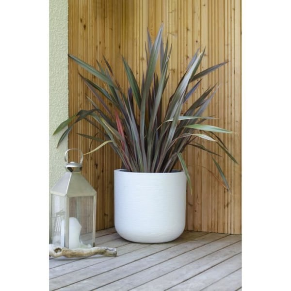 EDA Pot runt 40 cm Grafit - 32,5 L - Vit ceruserad kalkad vit