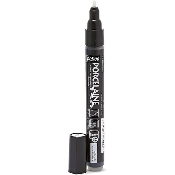 Färgpennor för porslin - PEBEO - Standard - 20ml - Svart - Oföränderlig - Fin spets Svart