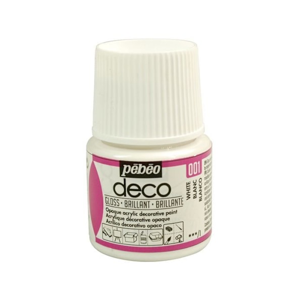 Akrylmaling - Pébéo - P.BO Déco - Lys hvid - 45ml - Uigennemsigtig for vand Vit