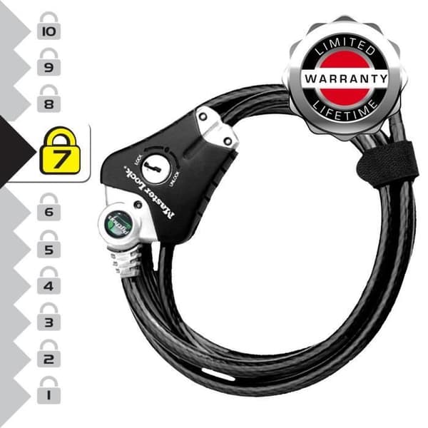 MASTER LOCK Patentoitu säädettävä 30 cm - 1,8 m turvalukko kaapeli