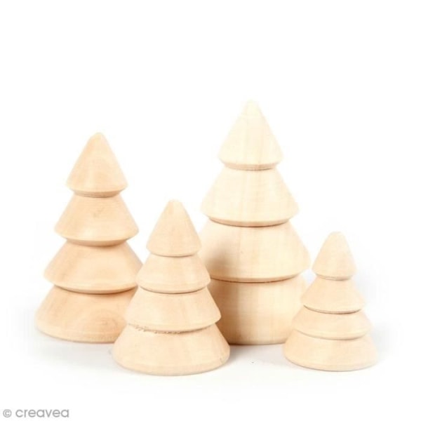 Puinen figuuri - Kuuset - 3-6 cm - 4 kpl - Koriste - Vihreä Grøn