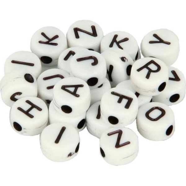 Alphabet Dice Bead 7mm vit och svart 300 stycken - Artémio Blanc