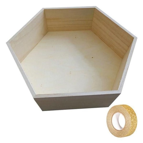 Hexagonal trädhylla 36 x 31 x 10 cm + guldglitter maskeringstejp 5 m Beige