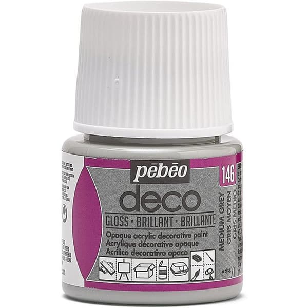 Akrylfärg - P.BO - Dekor - 45 ml - Blank - Mellangrå Mellan grå