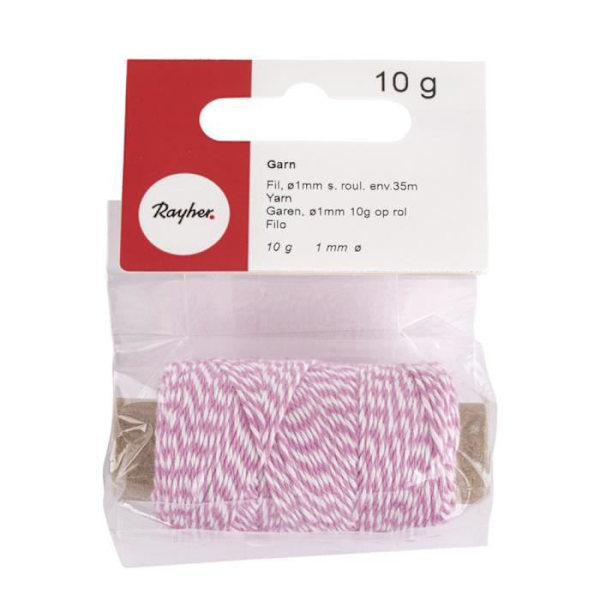 Tvåfärgad rosa och vit garn 35 m x ø 1 mm Rosa