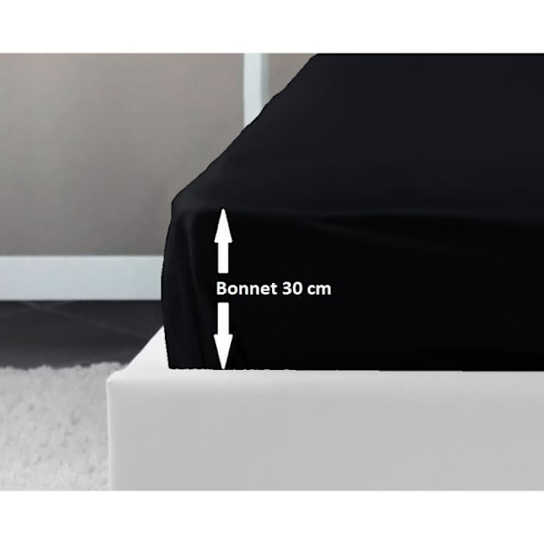 KÆRLIGHED HJEM Fittet ark 100% bomuld 90x190x30 cm sort Svart