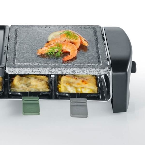 Raclette-laite SEVERIN - RG9645 - Jopa 8 henkilöä - Yhdistetyt keittolevyt - 1400W Svart