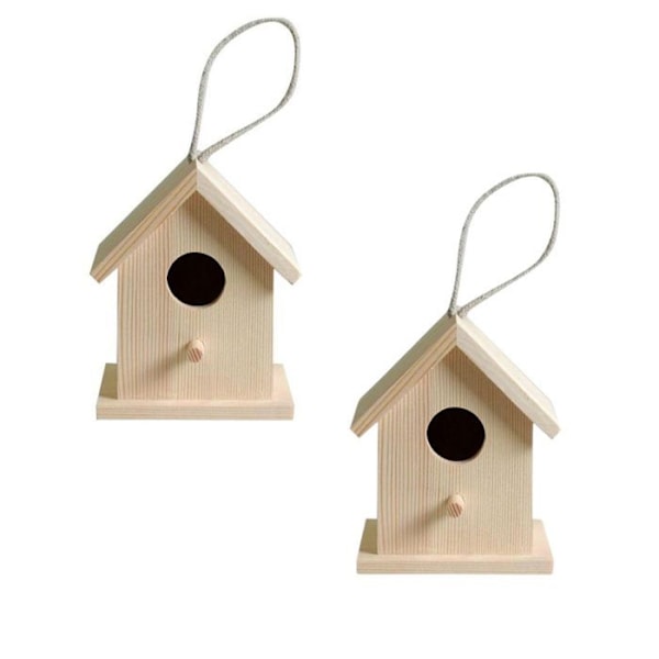 2 fågelholkar i trä att hänga 13 x 10 x 8,3 cm Beige