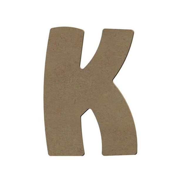 Iso kirjain K MDF-puusta koristeluun - 8 cm kastanj