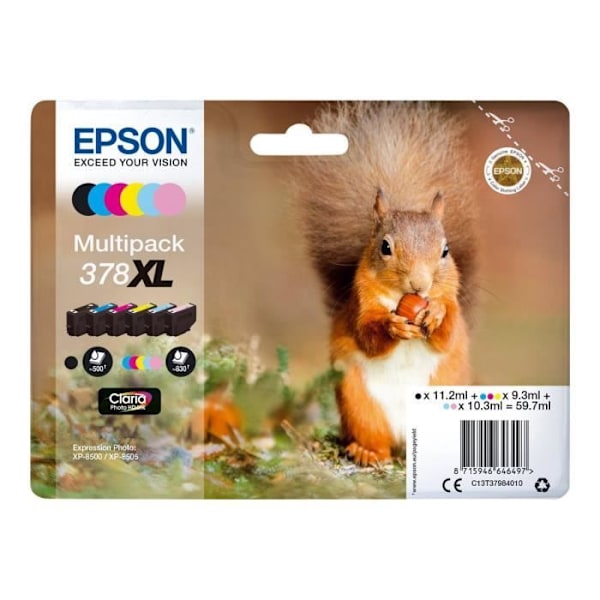Epson Multipack 378 XL blækpatroner - sort, gul, cyan, magenta, lys magenta, lys cyan
