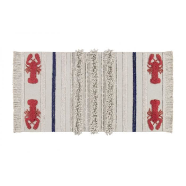 Maskinvaskbart beige tæppe med frynser Mini Lobster XS Lorena Canals - 80x140cm - Beige