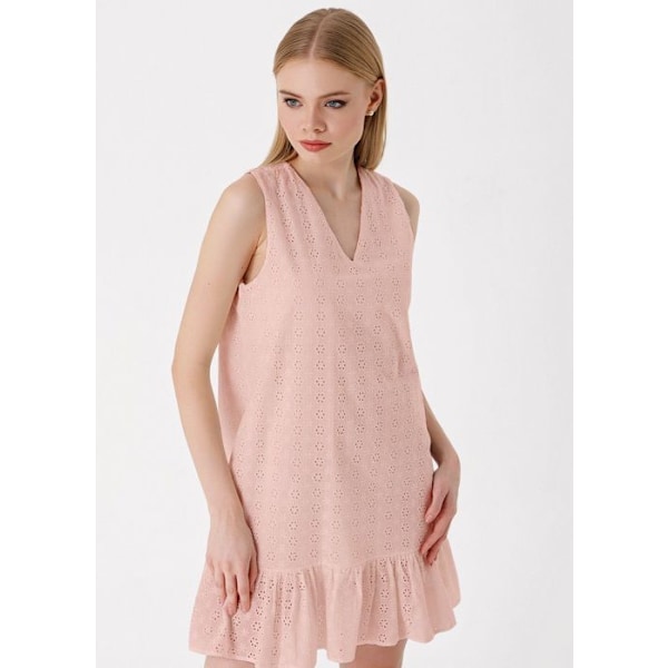 Fluid kjole - Dame - Lyserød - Størrelse 42 - Længde 75 cm - Poplin og Bomuld - 36