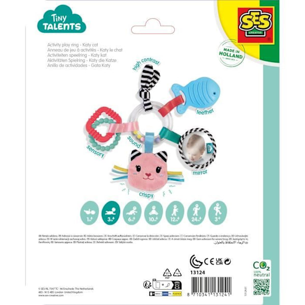 Babyleksak - Aktivitetslekring - Katy katten - Rosa - Från 3 månader Flerfärgad