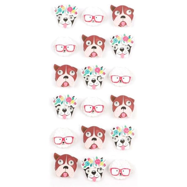 18 minis klistermærker 3D hunde 2 cm kastanj
