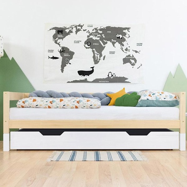 Rullande sänglåda - vit för säng 90 x 180 cm Vit