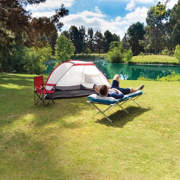 Fibertech 1-sits campingluftbädd - Intex Grå och turkos