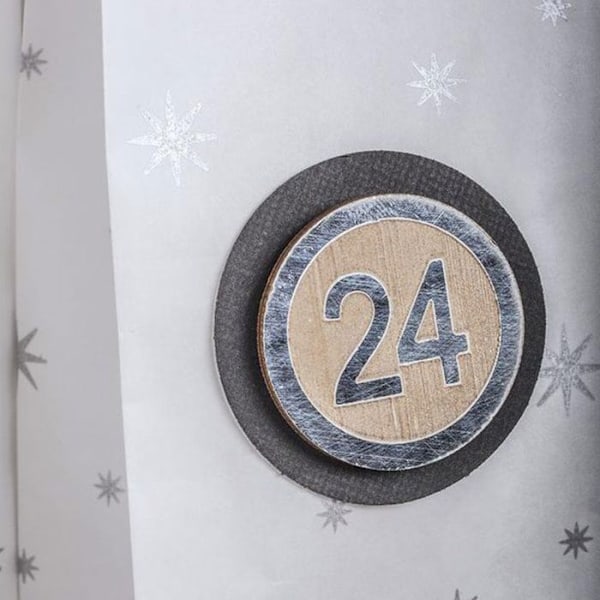 24 klæbenumre i MDF træ Adventskalender Ø 3,5 cm - Sølv Silver