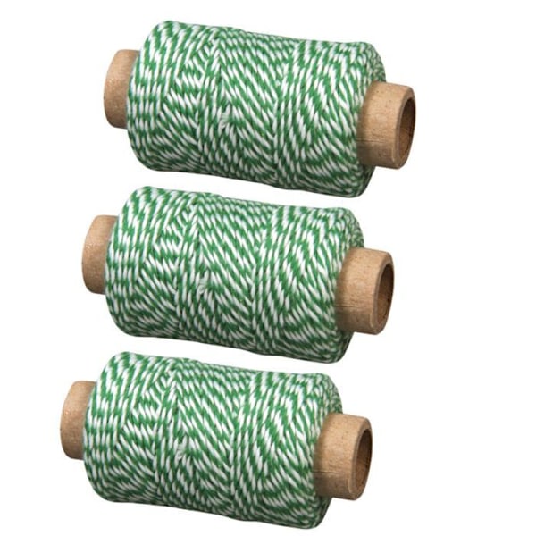 3 tofarvede grøn-hvide strenge 35 m x Ø 1 mm Grön
