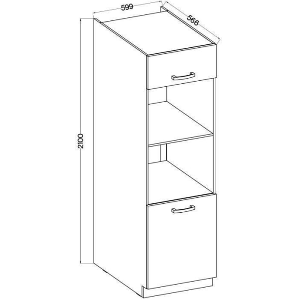 Ugnspelare med 2 gångjärnsdörrar - Sonoma ekdekor - L 60 x D 57 x H 210 cm - LASSEN Grå