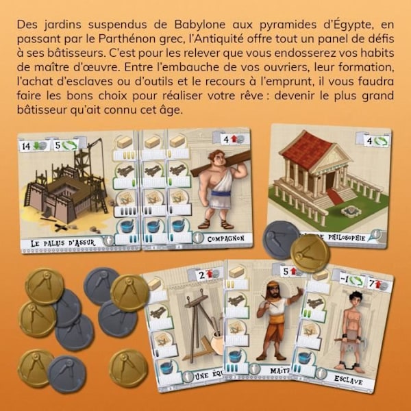 Juhlapeli - Asmodee - The Builders: Antiquity - Ryhdy valtakunnan ensimmäiseksi rakentajaksi Flerfärgad