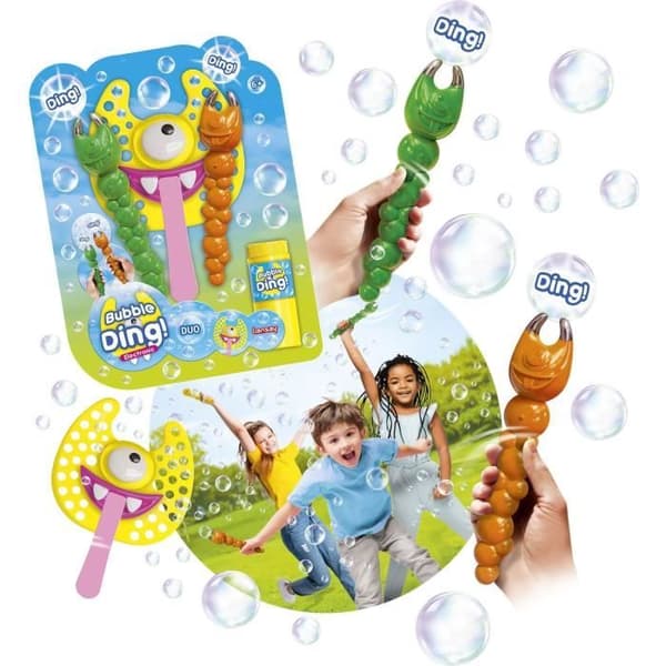 Såpbubblespel - LANSAY - 25640 - Bubbles Party - Bubble Ding Duo Electronic Grönt och brunt