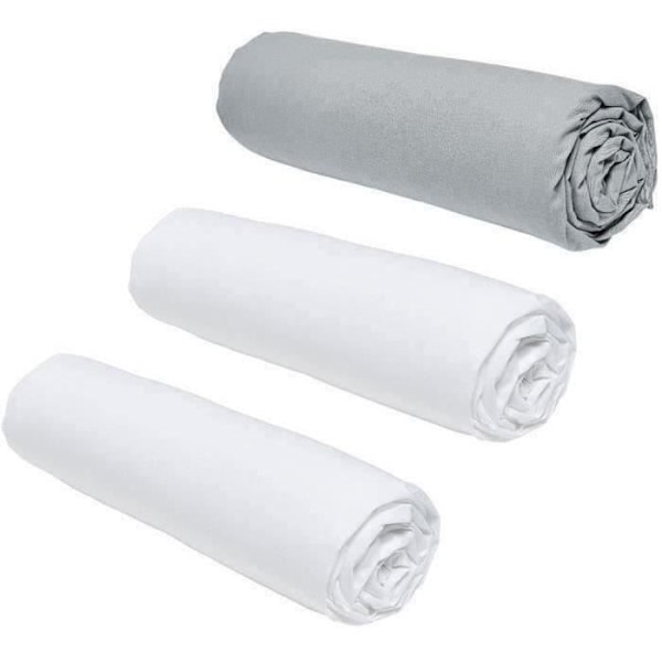 Set med 3 TODAY Essential lakan - 140 x 190 cm - 2 personer - 100% bomull - Krita/stål vitt och grått