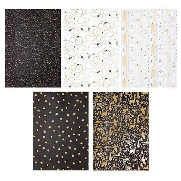 Dekorerat papper A4 - Rico Design - Nostalgisk Jul - Svart/Guld - 30 ark - 120/270 gr/m² Svart guld