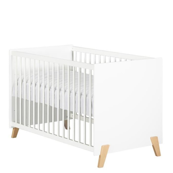 Babysäng - 120 x 60 cm - Babyprice Joy Natural - Vit - På naturliga träben VIT