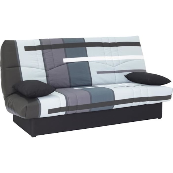 Clic clac 3 steder DREAM - 100% bomuldsstof med Grey Track print - Seng 125x190 cm - L190 x D92 x H96 cm Grå landningsbana tryck