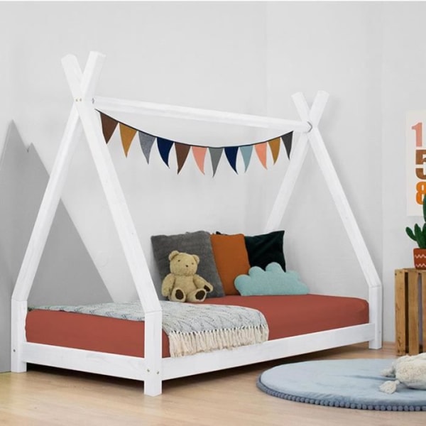 NAKANA Kids Tipi säng - massivt trä - vit - 80 x 180 cm Vit