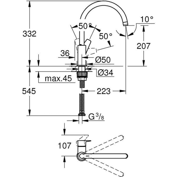 GROHE - Engrepps diskbänksblandare Krom