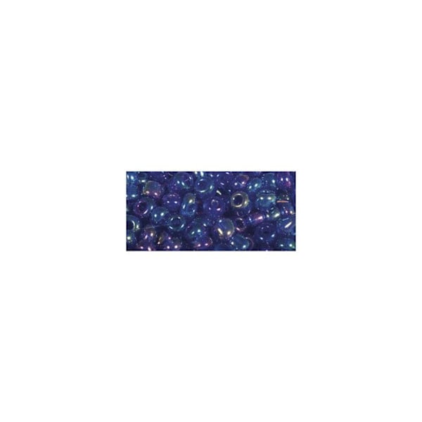 Rocailles, 2,6 mm ø, transparent blank, mörkblå, kartong 17 g