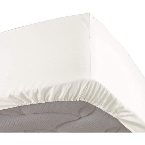 Draps Housse - PROMO LINGE - LIA - Percale av Bomull 78trådar - 200x180cm - Vit Vit