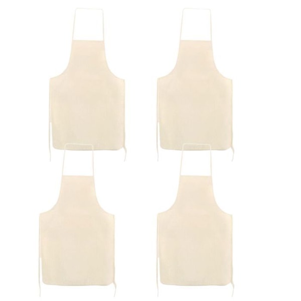 4 voksenforklæder i råhvid bomuld 90 x 60 cm Beige