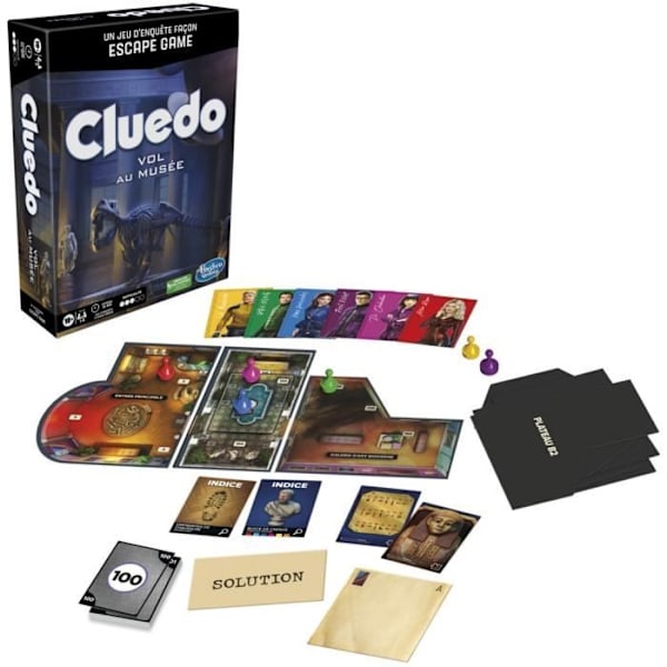 Cluedo Escape Theft på museet - Escape Game-stil undersökningsspel - familjekooperativt brädspel - från 10 år Flerfärgad