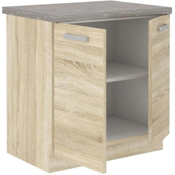 Pohjayksikkö 2 saranoidulla ovella ja työtasolla - Sonoma tammi sisustus - P 80 x S 51,6 x K 82 cm - LASSEN