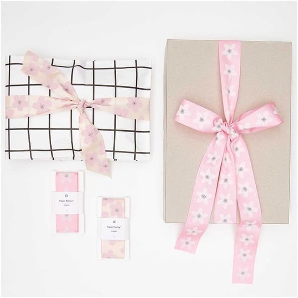 Pink taftbånd - Sakura mønster Ros