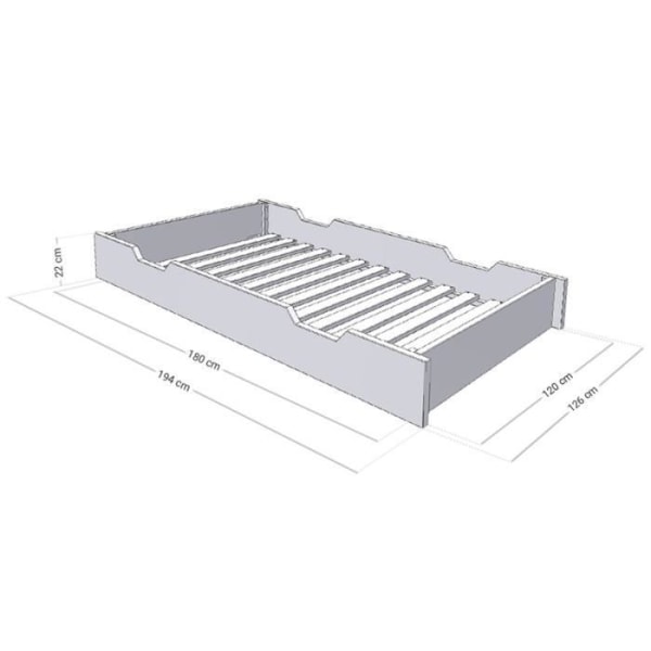 Sengeskuffe 120 x 200 med BUDDY boxspring - lysegrå - GENERIC - Soveværelse - Voksen Grå