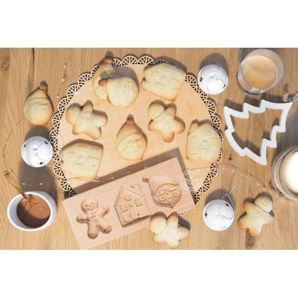 Moule bois biscuits fourrés - SCRAPCOOKING - Jul - 3 indtryk - 20x10x2cm beige