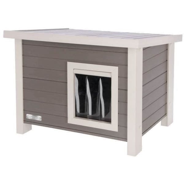 Utomhus katt hus i komposit, hållbart material - KERBL - ECO Eli - Grå / Vit - 57 x 45 x 43 cm grå vit