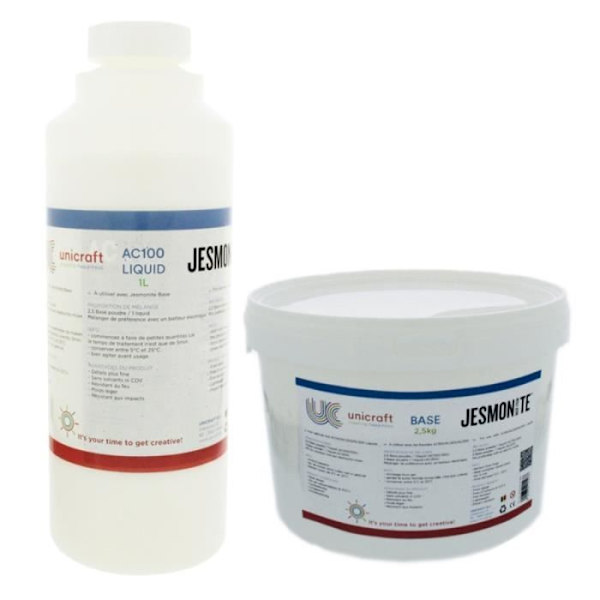 Jesmonite AC 100 - Grundvätska 1 l + Baspulver 2,5 kg