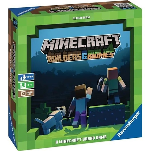 Minecraft Builders & Biomes, Lautapeli, Monikielisestä videosta (sisältää ranskan), Ravensburger, 26132 Flerfärgad