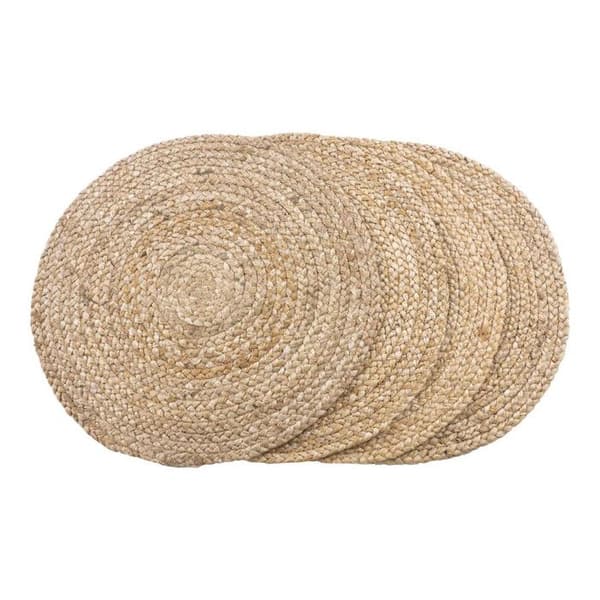4st bordstabletter i flätad jute Ø 38 cm brun