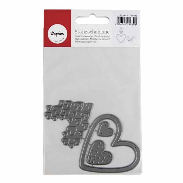 Metalskærematrice 7,6 x 4,5 cm - Hjerter Grå