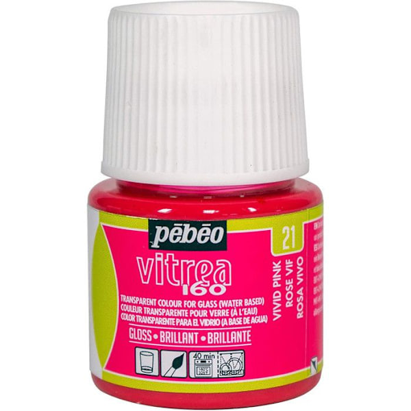 Glasmaleri - PEBEO - V160 - 45 ml - Lys rosa - Blank effekt Skrikrosa