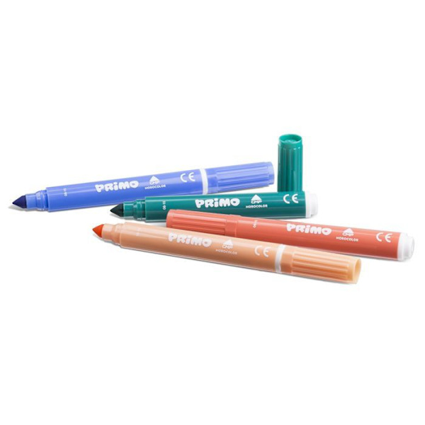 Filtpenne - PRIMO - Jumbo - 24 stykker - Fiberspids - Flerfarvet - Blandet Flerfärgad