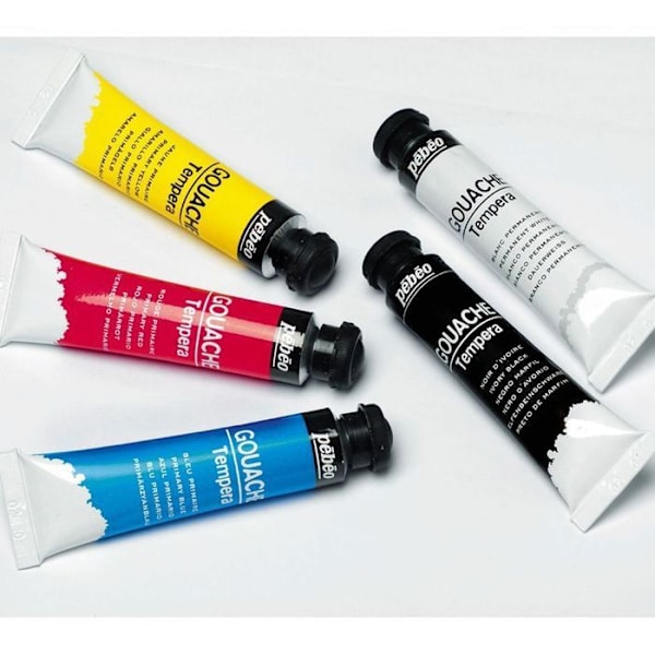 2 æsker med 5 rør gouachemaling + palet - 5 x 10 ml Flerfärgad