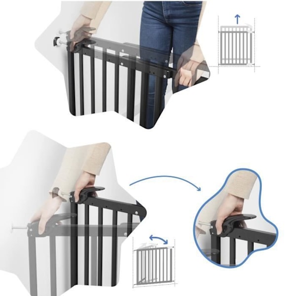 Badabulle Deco Pop -turvaportti - Laajentuva este 63-106 cm avaamiseen - Ruuvikiinnitys, musta