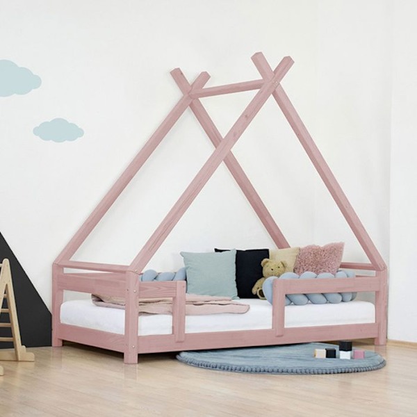 Lit cabane enfant TAHUKA 80 x 180 lyserød pastel Rosa